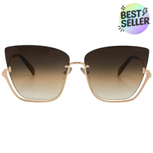 Load image into Gallery viewer, Vixen - Brown Lens Gold Frame Metal Cateye Sunglasses
