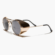 Load image into Gallery viewer, Gold Steampunk Sunglass with Folding Side Shields - Bram 6
