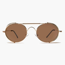 Load image into Gallery viewer, Gold Steampunk Sunglass with Folding Side Shields - Bram 6
