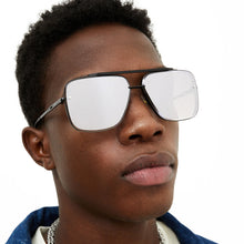 Load image into Gallery viewer, Bella -  Chrome Black Oversized Squared Aviators
