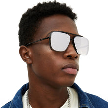 Load image into Gallery viewer, Bella -  Chrome Black Oversized Squared Aviators
