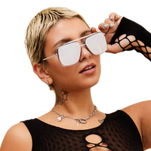 Load image into Gallery viewer, Bella -Tangle Free- Chrome Silver Oversized Squared Aviators
