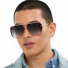 Load image into Gallery viewer, Bella - Midnight Gold Oversized Squared Aviators

