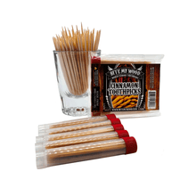 Load image into Gallery viewer, BiteMyWood 5 Pack qty Flavored Birchwood Toothpicks Ultimate Extreme Hot Cinnamon 60 Picks Total Count Super Infused Flavor Toothpick
