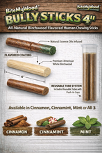 Load image into Gallery viewer, Bully Stick 4" - Revolutionary All Natural Birchwood Flavored Human Chewing Sticks | BiteMyWood
