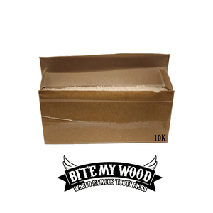 10000 Qty BiteMyWood Birchwood Double Point Toothpicks In Cardboard Sleeve