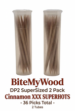 Load image into Gallery viewer, BiteMyWood DP2 SuperSized 2 Pack Cinnamon XXX SUPERHOTS - 36 Picks Total - 2 Tubes
