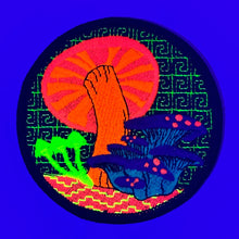 Load image into Gallery viewer, Blacklight Dark Blacklight Mushrooms Velvet Patch - Amp Up Your Gear with Trippy, Eye-Catching Fluorescent Thread Magic
