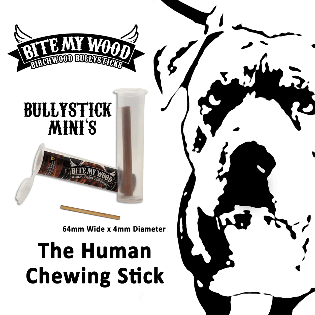 Bully Stick 2.5 Mini All Natural Birchwood Flavored Human Chewing Sti BiteMyWood