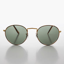 Load image into Gallery viewer, Round Gold Glass Lens Sunglass with Tortoise Rim - Julian 2
