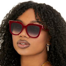 Load image into Gallery viewer, Coco - Red Velvet Frame Black Lens Wayfarer Sunglasses
