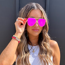 Load image into Gallery viewer, Cristina - Tangle Free - Mirrored Pink Aviator Sunglasses
