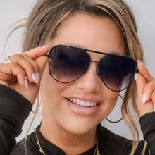 Load image into Gallery viewer, Cristina - Tangle Free - Faded Black Aviator Sunglasses
