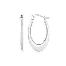Load image into Gallery viewer, 14k White Gold Polished Graduated Oval Hoop Earrings
