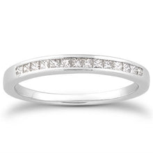 Load image into Gallery viewer, 14k White Gold Channel Set Princess Diamond Wedding Ring Band
