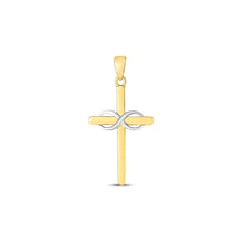 Load image into Gallery viewer, 14k Two Tone Gold High Polish Diamond Cut Cross Pendant
