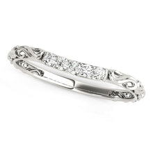 Load image into Gallery viewer, 14k White Gold Antique Style Curved Diamond Wedding Band (1/10 cttw)
