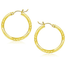 Load image into Gallery viewer, 10k Yellow Gold Diamond Cut Hoop Earrings (25mm)
