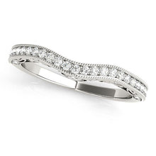 Load image into Gallery viewer, 14k White Gold Milgrained Pave Set Curved Diamond Wedding Band (1/5 cttw)
