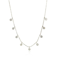Load image into Gallery viewer, 14k White Gold Necklace with Round Diamond Charms
