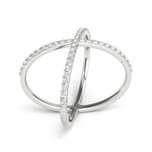 Load image into Gallery viewer, 14k White Gold X Style Thin Ring with Diamonds (1/2 cttw)
