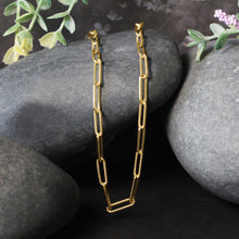 Load image into Gallery viewer, 14k Yellow Gold Textured Paperclip Chain (3.5mm)
