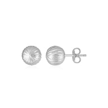 Load image into Gallery viewer, 14K White Gold Ball Earrings with Linear Texture
