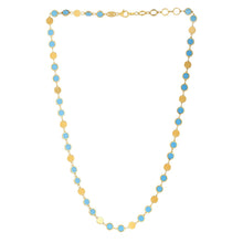 Load image into Gallery viewer, 14k Yellow Gold Turquoise Geometric Mirror Gem Chain Necklace (5.00 mm)
