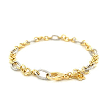 Load image into Gallery viewer, 14k Two-Tone Gold Rope Motif Oval and Round Link Chain Bracelet
