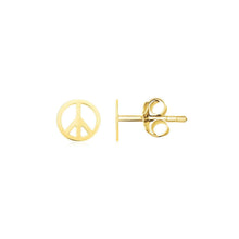 Load image into Gallery viewer, 14k Yellow Gold Post Earrings with Peace Signs
