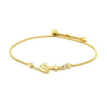 Load image into Gallery viewer, 14k Yellow Gold Anchor Design Adjustable Lariat Bracelet
