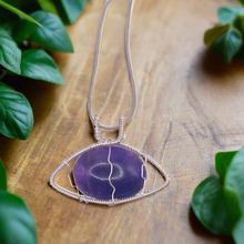 Load image into Gallery viewer, Custom Silver 3rd Eye Amethyst Necklace
