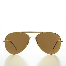 Load image into Gallery viewer, Gold Glass Lens 60mm Aviator Sunglasses - Dino
