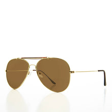 Load image into Gallery viewer, Gold Glass Lens 60mm Aviator Sunglasses - Dino
