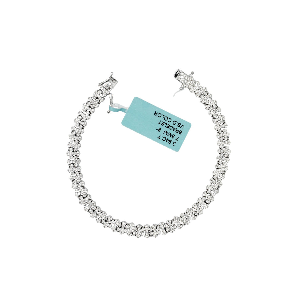 925 Silver 7.3mm Moissanite Alternate Cross Bracelet – 8