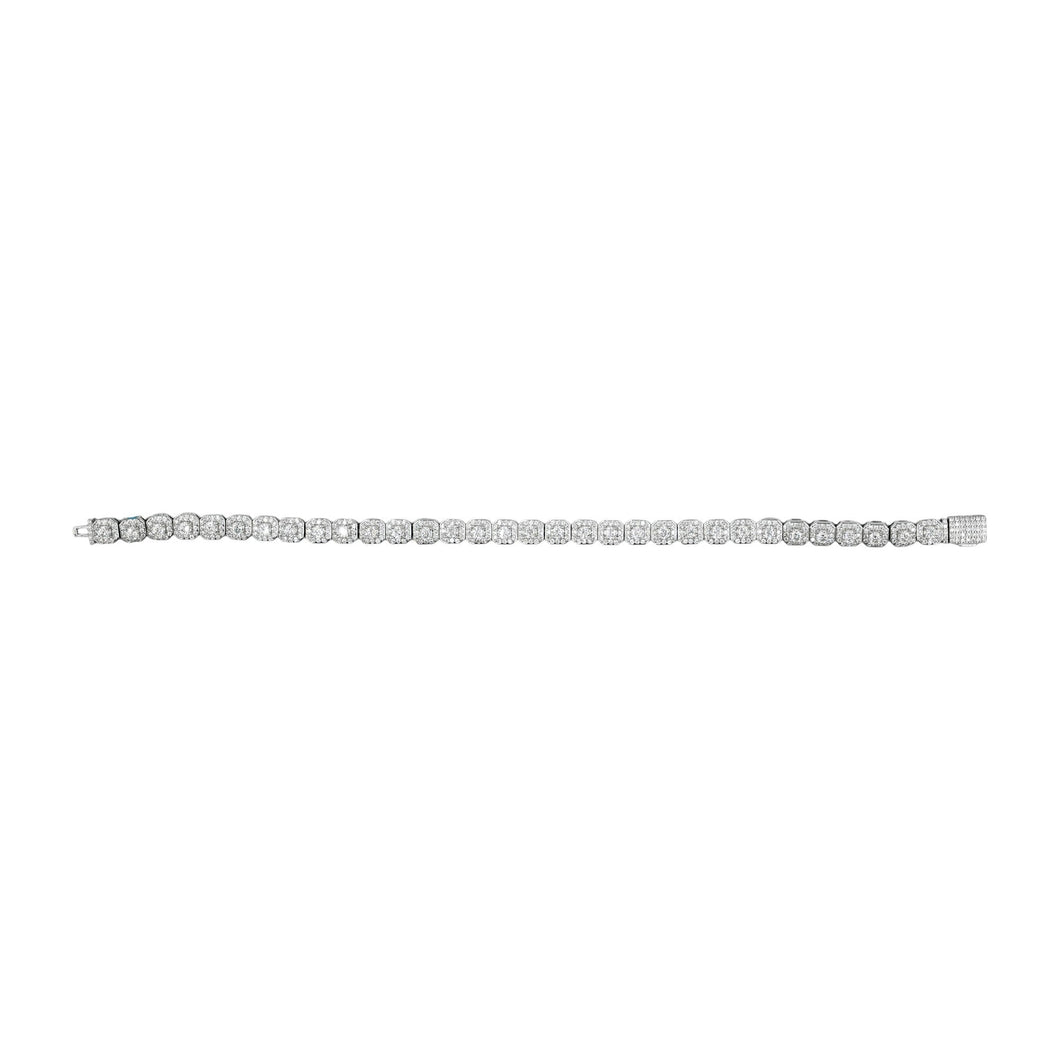 925 Silver 7.3mm Moissanite Cluster Tennis Bracelet – 8.3