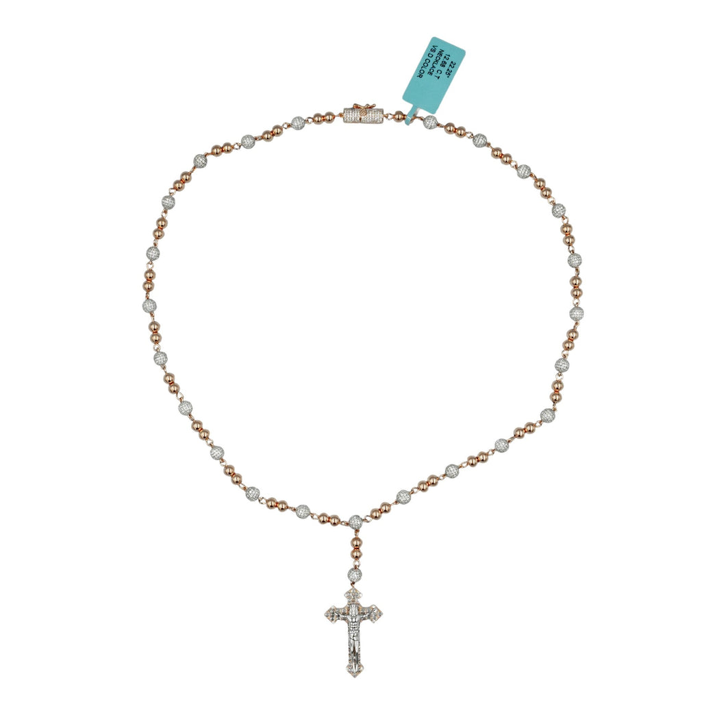 925 Silver Moissanite Beaded Rosary Necklace – 22.25