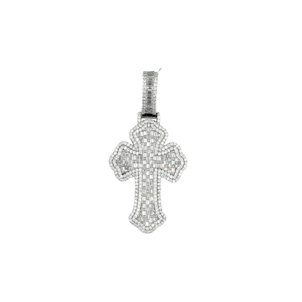 925 Silver Moissanite Chrome Cross Pendant