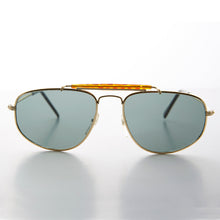 Load image into Gallery viewer, Square Aviator with Brow Bar and Glass Lens Vintage Sunglass - Dusty
