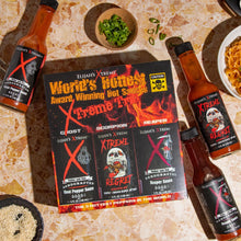 Load image into Gallery viewer, WORLDS HOTTEST XTREME TRIO HOT SAUCE VARIETY PACK
