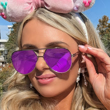 Load image into Gallery viewer, Untangled x Emily- Tangle Free - Mirrored Purple Aviator Sunglasses
