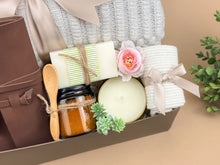 Load image into Gallery viewer, Gift Box For Him – Cozy Night Gift With Leather Notebook, Throw Blanket 50x60 &amp; Bath Salts
