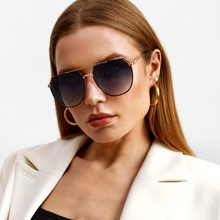 Load image into Gallery viewer, Farrah - Midnight Square Aviator Sunglasses
