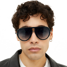 Load image into Gallery viewer, Ivy Luxe - Black Tangle-Free Round Aviator Sunglasses
