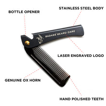 Load image into Gallery viewer, 2-in-1 Folding Ox Horn Comb
