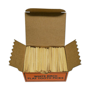 18000 Qty Flat Birchwood Toothpicks In Cardboard Box Master Case 24x750