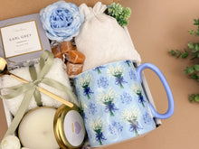 Load image into Gallery viewer, Comfort Gift Box – Cozy Mug and Socks Gift with Tea, Candle &amp; Caramel Treats
