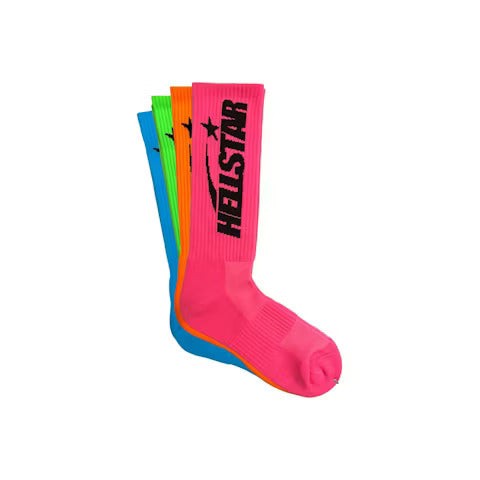 Hellstar Logo Socks (4 Pack) Neon