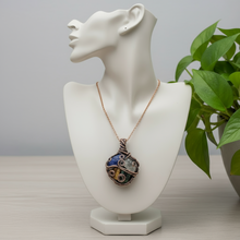 Load image into Gallery viewer, Custom copper wire wrapped multi stone medicine necklace, AIDS and assist in focus and songwriting success
