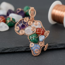Load image into Gallery viewer, Custom copper wire wrapped medicine, Africa, necklace, promotes focus, self-love, prosperity, and letting go of the past
